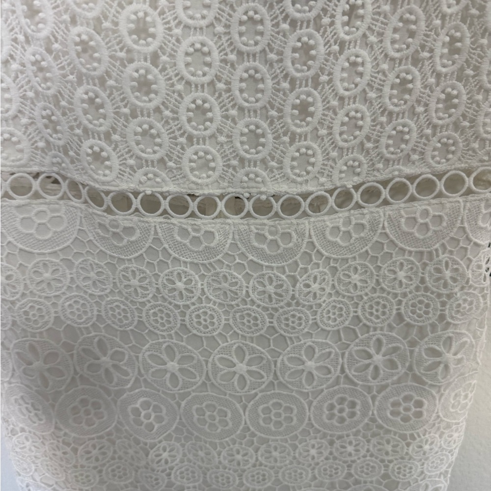 Express White Off The Shoulder Crochet Lace Midi Pencil Dress XS NEW - Picture 6 of 10